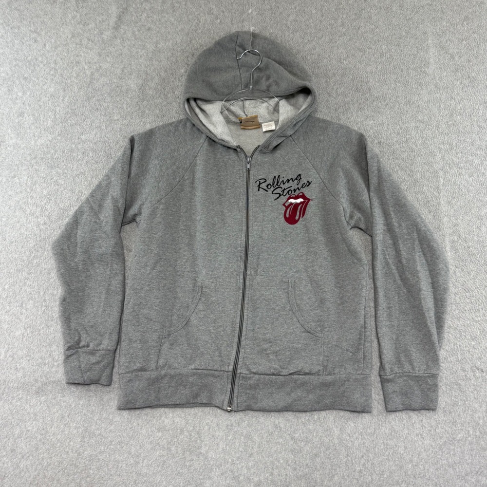Rockware Rolling Stones Zip Up Hoodie Womens L Grey Vintage Y2K 2005 Graphic